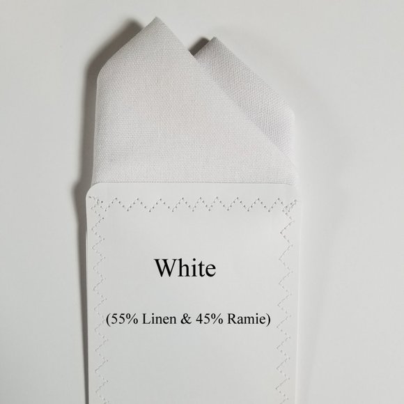 NEW - White Linen Blend Pre-Folded Pocket Square Handkerchief Insert - Picture 4 of 8